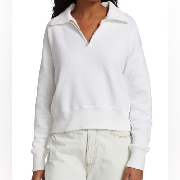 ReDone White Half Zip Sweatshirt Size Large - Picture 1 of 6